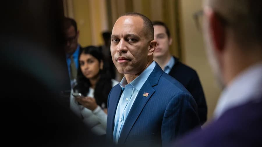House Democratic Leader Speaks to Press on Capitol Steps