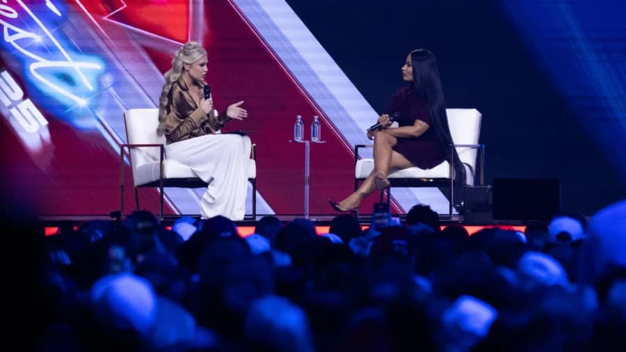 Nicki Minaj Makes Surprise Appearance With Erika Kirk at AmericaFest