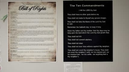 Beliefs clash among students, parents and teachers as the Ten Commandments go up