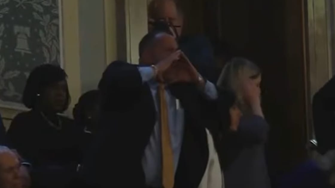 The Gold Star father of a U.S. Marine killed in Afghanistan's capital was arrested for disrupting President Biden's State of the Union address.