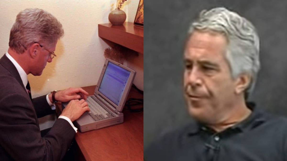 The Clinton Library quickly deleted an image of Bill Clinton sending his first-ever email as the former President is engulfed in controversy over the Jeffrey Epstein files.