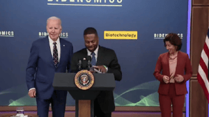 Donald Trump mocked Joe Biden for needing to use the "children's stairs" to board Air Force One as a video emerged of the President botching his introduction at a speech promoting his economic policies.