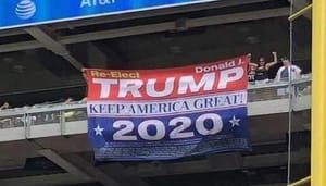 Trump 2020 banner Yankee Stadium