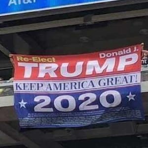 Trump 2020 banner Yankee Stadium