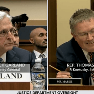 Massie took Attorney General Merrick Garland to task over the 'wonderfully coincidental' misdemeanor charges brought against Capitol riot instigator Ray Epps.