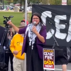 Marjorie Taylor Greene moved to censure 'Squad' member Rashida Tlaib as the latter repeated a false claim that Israel bombed a hospital in Gaza, openly weeping in hysterical fits at a rally on Capitol Hill.