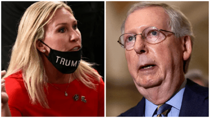 Rep. Marjorie Taylor Greene fired back at Mitch McConnell after he stated her embrace of "loony lies and conspiracy theories" is a "cancer for the Republican Party."