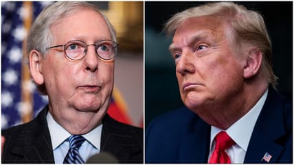 Donald Trump drew a line in the sand between himself and the Republican establishment, delivering a statement absolutely ravaging Mitch McConnell as "a dour, sullen and unsmiling political hack."
