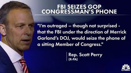 Representative Scott Perry, an ally of former Donald Trump who filed articles of impeachment against Attorney General Merrick Garland, says the FBI seized his cellphone a day after an unprecedented raid by agents on the Mar-a-Lago home of the former President.