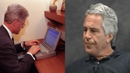 The Clinton Library quickly deleted an image of Bill Clinton sending his first-ever email as the former President is engulfed in controversy over the Jeffrey Epstein files.