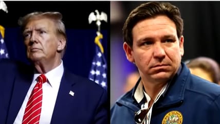 The meeting between Donald Trump and Governor Ron DeSantis: a friendly discussion about working together and making America great again.