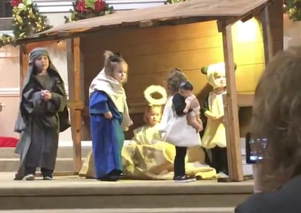 girl steals baby jesus