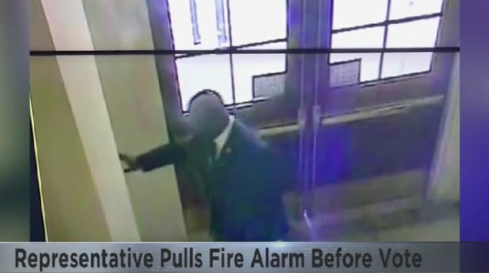 Troy Nehls posted a picture of handcuffs intended for Democrat congressman Jamaal Bowman after the latter appeared to intentionally pull a fire alarm in order to delay a House vote on a spending bill over the weekend.