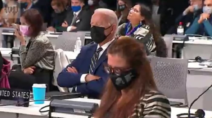 Fact-checking website Snopes has determined the viral video of President Biden appearing to fall asleep at the 2021 United Nations Climate Change Conference is "unproven."