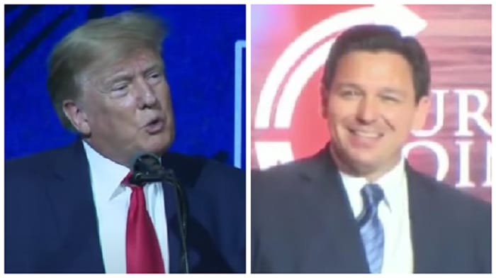 According to a new straw poll conducted by the conservative student activist group Turning Point USA, Donald Trump easily defeats Florida Governor Ron DeSantis as their choice for 2024 Republican nominee for President.