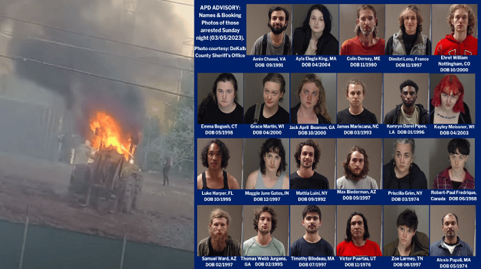 Police have charged at least 23 people with 'domestic terrorism' following violent protests at the site of a new public safety training center in Atlanta known as "Cop City."