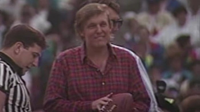 An NFL football crowd witnessed a legendary throw made on the field which will live in infamy by - Donald Trump?