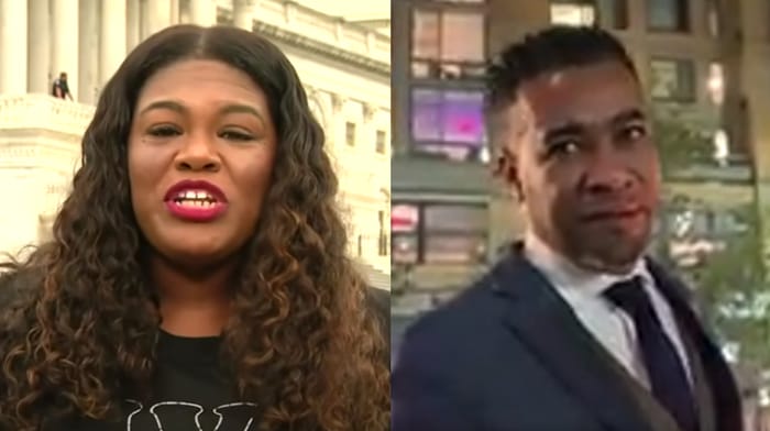 Cortney Merrits, the husband of 'Squad' member Cori Bush (D-MO), was confronted by a reporter and initially denied any role in his wife's campaign despite being paid over $100,000 since last January.