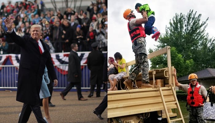 trump inauguration donate hurricane