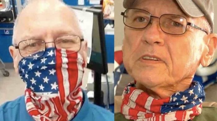 Air Force Vet Refuses To Remove American Flag Face Covering After His