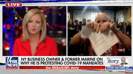 New York gym owner Robby Dinero tore up a $15,000 fine from the Erie County Health Department during a live Fox News interview.
