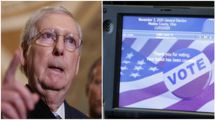 A 2019 report indicates Mitch McConnell received thousands of dollars in donations from lobbyists for two of the largest electronic voting machine vendors in the U.S. - Election Systems & Software and Dominion Voting Systems.