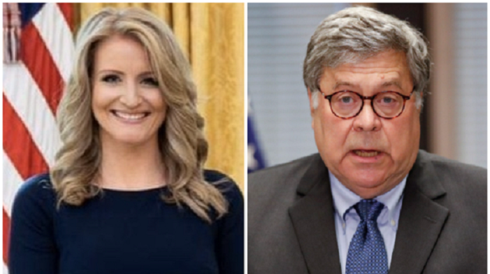 Jenna Ellis slammed departing Attorney General Bill Barr, suggesting he should "sit down" when discussing election fraud and the Hunter Biden scandal because he's already done "enough sitting down on the job."
