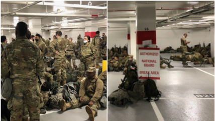 Several lawmakers expressed outrage following a report that National Guard troops had been "banished" to a parking garage after serving to defend against potential threats at the inauguration of President Biden.