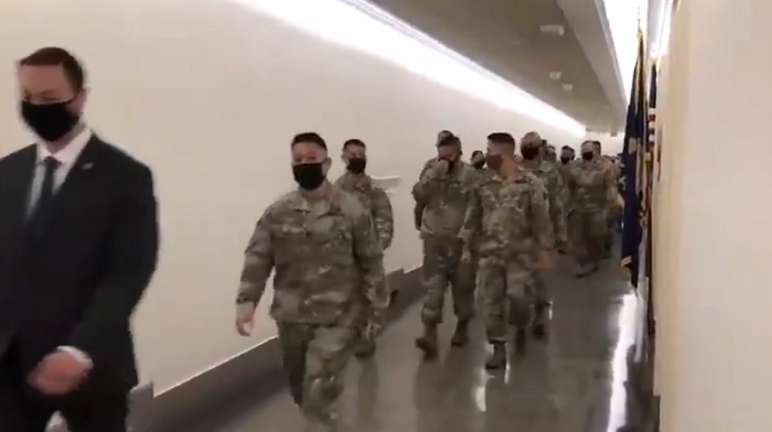 Members of the Guam National Guard marched to the office of congresswoman Marjorie Taylor Greene following comments she made about the island nation at CPAC.
