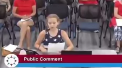 Video of a 9-year-old girl taking her school board to task for allowing BLM posters in schools - a violation of their own 'no politics' promise - has gone viral.