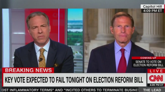 CNN anchor Jake Tapper reminded Senator Richard Blumenthal that his party has used the filibuster in the past after the Democrat insinuated it was 'corrupt' and suggested Republicans have 'abused' it. 