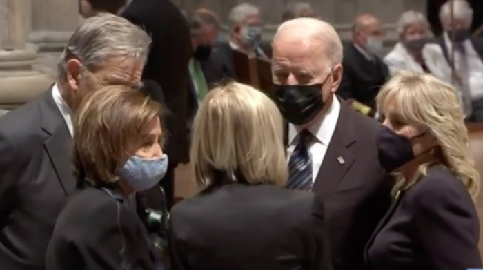 Fully Vaccinated Joe Biden And Nancy Pelosi Still Wear Masks At Funeral Service