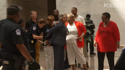 Democrat Representative Joyce Beatty was zip-tied and arrested after she let a group of protesters demonstrating in support of Democrat efforts to expand voting into a Senate office building.