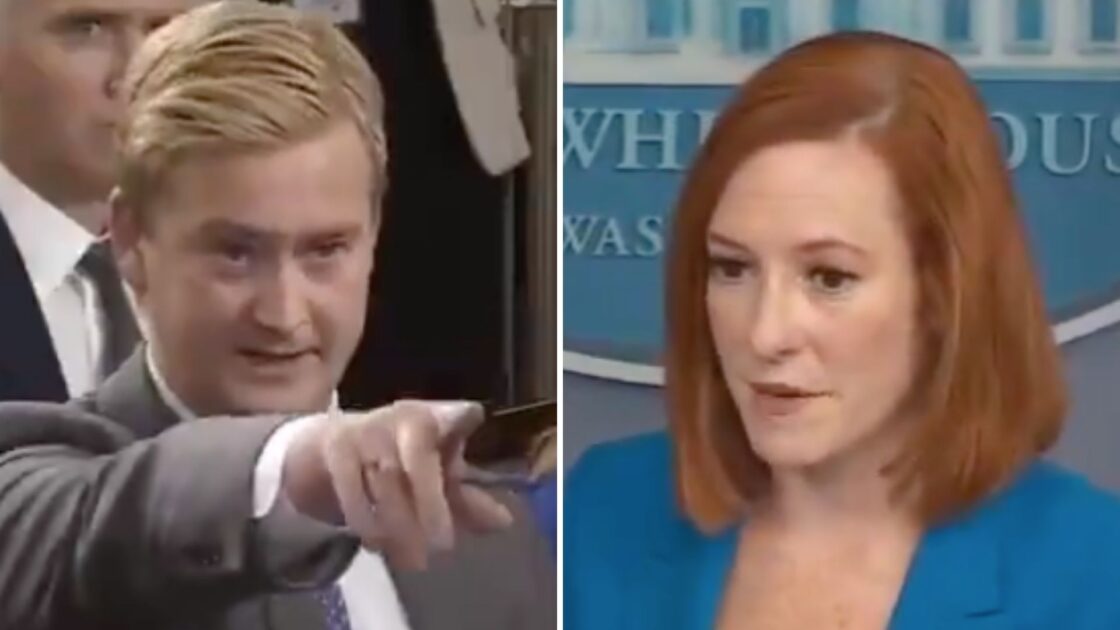 Fox News' Peter Doocy Challenges Jen Psaki: ‘Vaccines Work. This Sign Says That They Do’