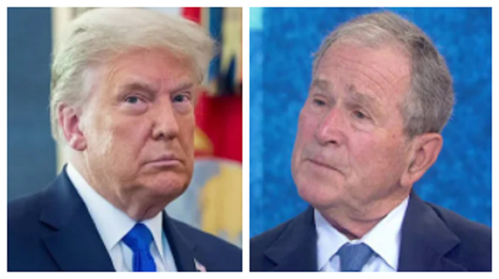 Donald Trump slammed former President George W. Bush and his longtime adviser Karl Rove following news that the two will appear at a fundraiser for congresswoman Liz Cheney.