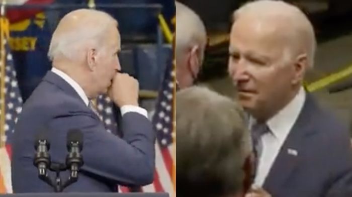 Maskless Biden Coughs Into His Hand Then Starts Handshaking