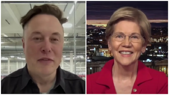 Senator Elizabeth Warren kept up her war of words with Tesla CEO Elon Musk saying he's "the world's richest freeloader" who "evidently has a very thin skin."