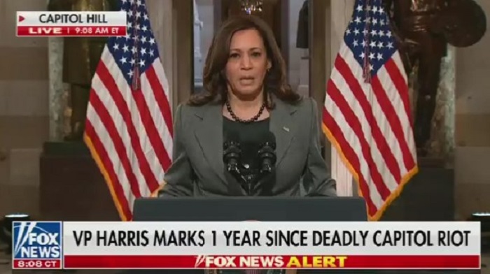 Kamala Harris, in a speech on the anniversary of the January 6th riot at the Capitol, compared the incident to other dates that "echo throughout history" such as Pearl Harbor and 9/11.