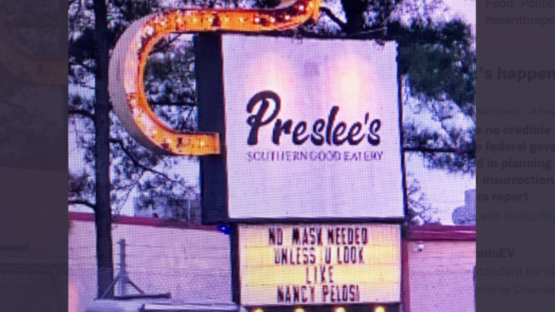 Leftist customers angry at restaurant's anti-Nancy Pelosi sign, but the owner refuses to bend to 'cancel culture renegades'