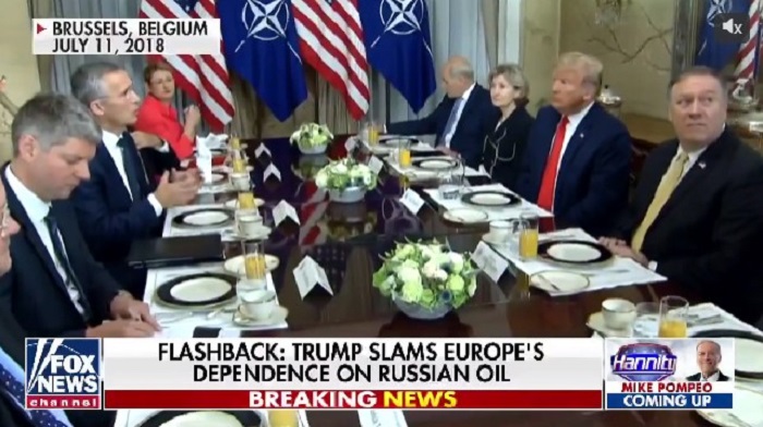 A 2018 video shows then-President Trump slamming NATO leaders - particularly Germany - for being "totally controlled" by Russia due to their dependence on energy from the Nord Stream 2 pipeline.