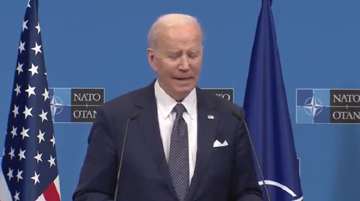 President Biden repeated a false claim that his predecessor Donald Trump called neo-Nazis in Charlottesville "good people" at a press conference at NATO headquarters Thursday.
