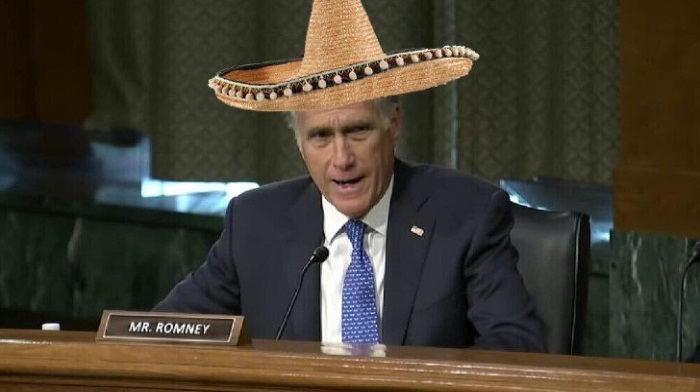 Senator Mitt Romney allegedly wears a disguise when venturing out into public as a means to avoid Trump supporters.
