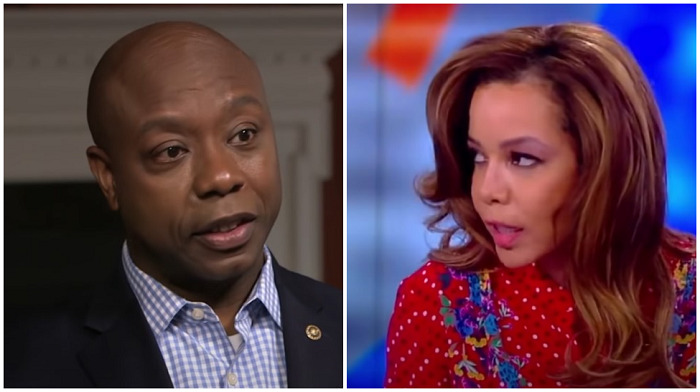 Republican Senator Tim Scott excoriated The View co-host Sunny Hostin after she referred to Black Republicans as an "oxymoron."