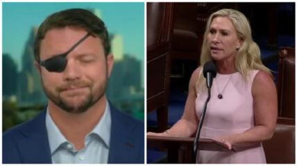 Marjorie Taylor Greene hammered fellow Representative Dan Crenshaw over his vote to provide $40 billion in aid to Ukraine even as Americans are struggling with high prices and access to baby formula.