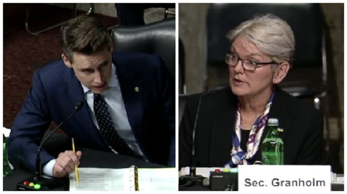 Senator Josh Hawley took Energy Secretary Jennifer Granholm to task for spreading "utter nonsense" as she tried to defend President Biden over skyrocketing gas prices.