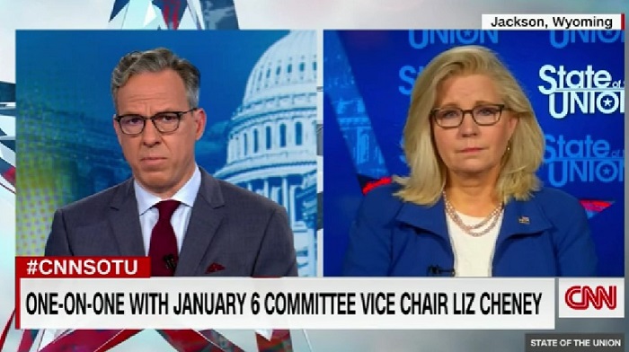 Representative Liz Cheney, the rabid anti-Trump vice chair of the House select committee investigating the Capitol riot, says she hasn't made a decision on running for president in 2024 but would do so "down the line."
