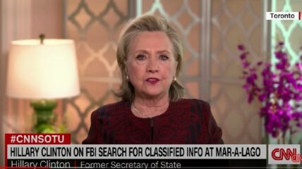 Hillary Clinton, when asked her thoughts on whether or not Donald Trump would be indicted for allegedly having classified documents at his home in Mar-a-Lago, said "it's a really hard call" but ultimately "no one is above the law."