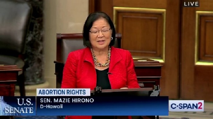 Senator Mazie Hirono was on the receiving end of widespread criticism following a floor speech in which she made a "call to arms" against the pro-life movement.