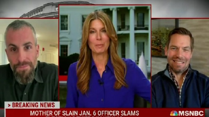 MSNBC host Nicole Wallace and Representative Eric Swalwell got a kick out of commentary provided by Michael Fanone. The former Capitol police officer called GOP Arizona gubernatorial candidate Kari Lake a "piece of s***" during a segment on Tuesday.