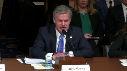 FBI Director Christopher Wray said he had to "be very careful" about answering a question on whether the bureau had informants dressed as Trump supporters in the crowd at the Capitol on January 6th.